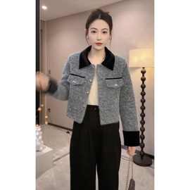 2025羽绒内胆秋冬新款法式气质感翻领时尚百搭小香风套装外套