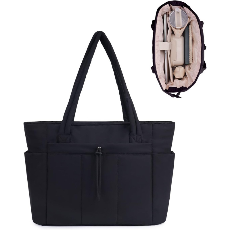 Women's Handbag with Water Bottle Pocket with Laptop Compartment and Trolley Sleeve Tote Bag Convenient for Commuting