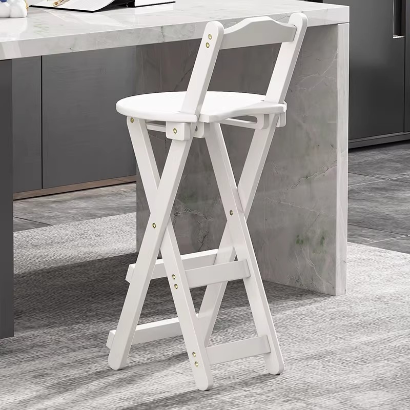 Folding Stool for Home Use, Portable Bar Stool, High Stool for Milk Tea Shop Cashier Counter, Living Room Chair with Backrest, Modern and Simple Design