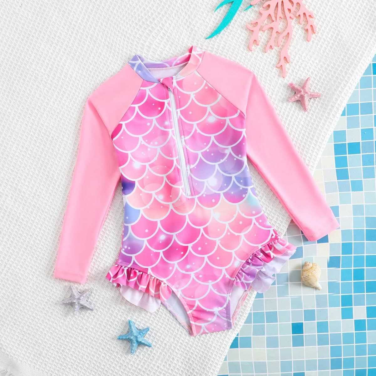 Cross-Border New Children's Swimsuit Foreign Trade Girls One-Piece Swimsuit Baby Baby Cute Cartoon One-Piece Swimsuit Xingcheng