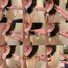 韩系爆款微镶锆石蝴蝶耳环女轻奢时尚高级感辣妹耳钉秋冬耳饰批发