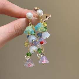 铃兰呓语超仙气质春夏多巴胺彩色铃兰花耳环耳饰女海边度假耳钉