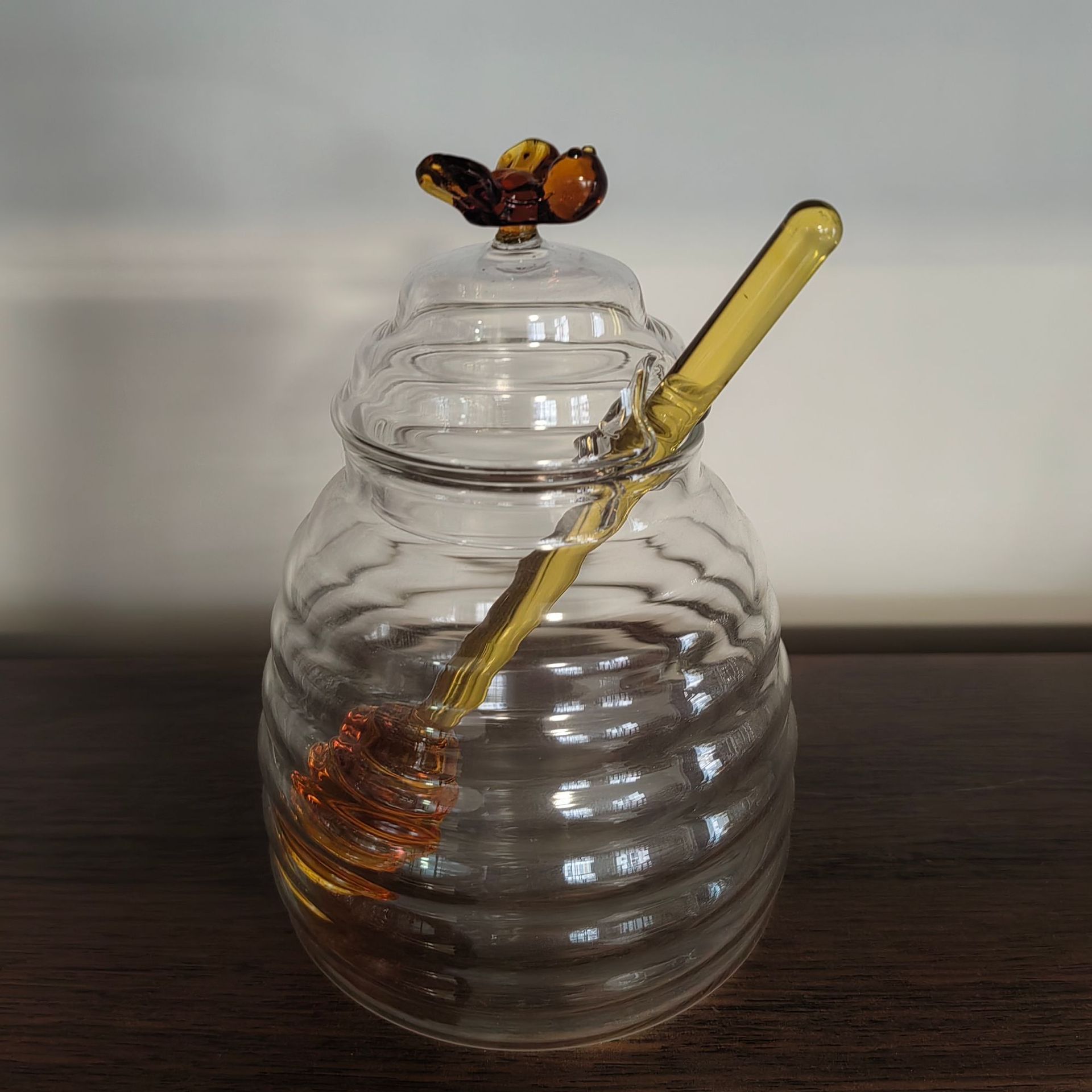 Tarro de miel de vidrio transparente para el hogar con tapa varilla de mezcla de vidrio botella de miel jam creativo Tarro transparente de vidrio