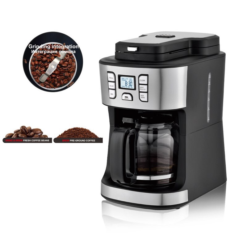 1.8L Fully Automatic Drip Coffee Machine with Automatic Grinding Function, Reserve Mode, Cross-Border American Style