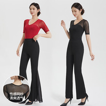 时尚优雅网纱百搭形体礼仪模特走秀瑜伽服舞蹈服训练服练功服套装