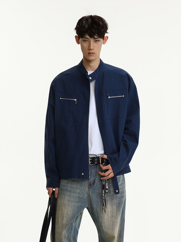 Washed Short Workwear Jacket for Men, Spring and Autumn Trendy American Retro Stand Collar Loose Stylish Harrington Jacket Washed Short Workwear Jacket for Men, Spring and Autumn Trendy American Retro Stand Collar Loose Stylish Harrington Jacket