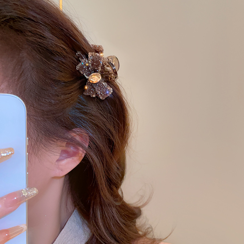 新しいダイヤモンドがちりばめられたリボンの小さなヘアピン、フェミニンな前髪クリップ、サイドヘアクリップ、小さくて絶妙な小さなグリッパー|undefined