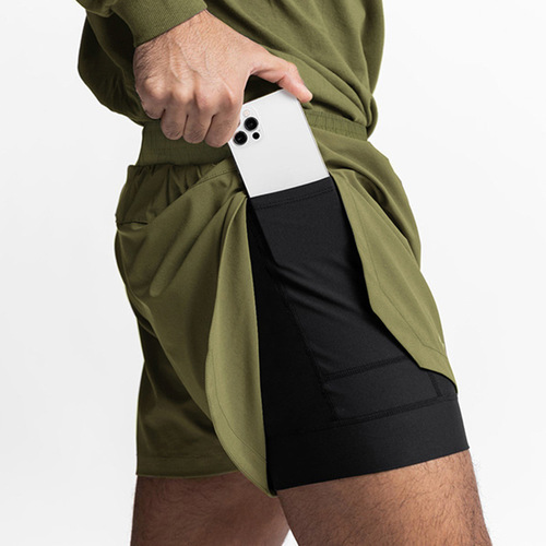 Cross-border summer men's sports shorts American trendy brand quick-drying double-layer shorts men's outdoor running fitness basketball pants