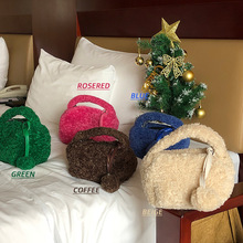韓國毛毛手提包東大門代購羊羔毛純色毛絨包包純色羊羔毛女式包包