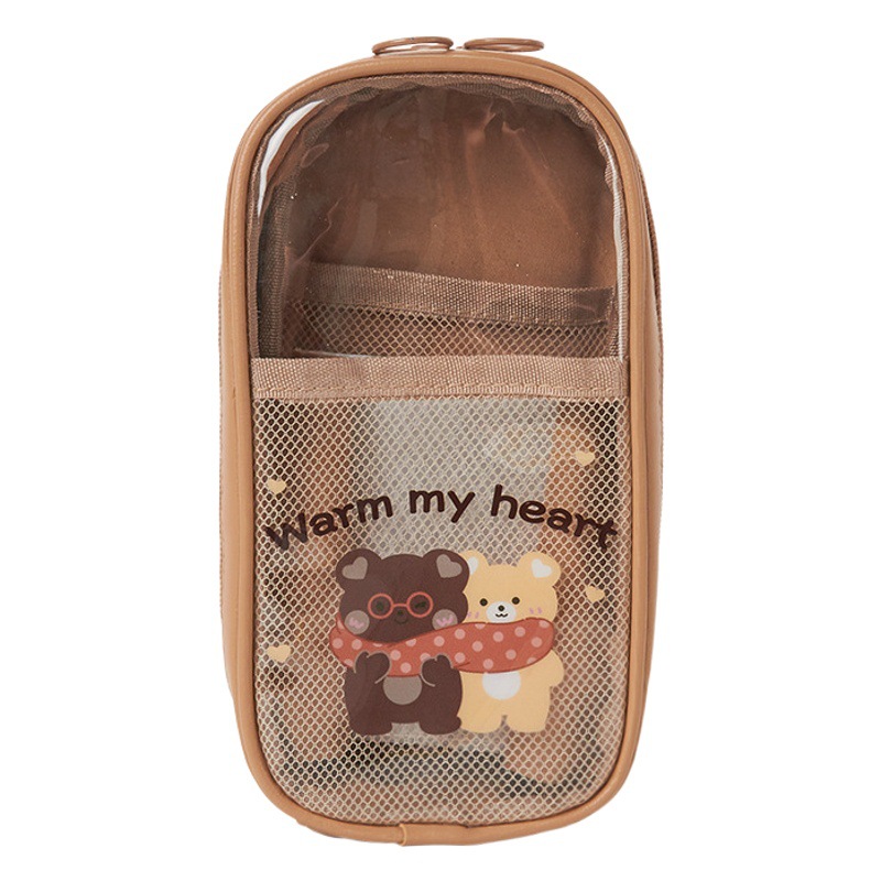 Estilo coreano lindo transparente de gran capacidad estuche de lápiz de estudiante creativo simple ins chica japonesa de múltiples capas estuche de lápiz multifuncional