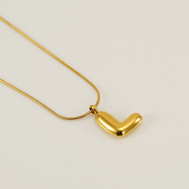 Burbujas transfronterizas 26 letras inglesas colgante brillante collar nicho universal oro acero titanio joyería collar