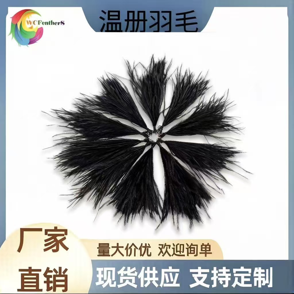 温册羽毛厂家现销鸵鸟毛毛丝流苏服装饰品100根一扎装饰民族风