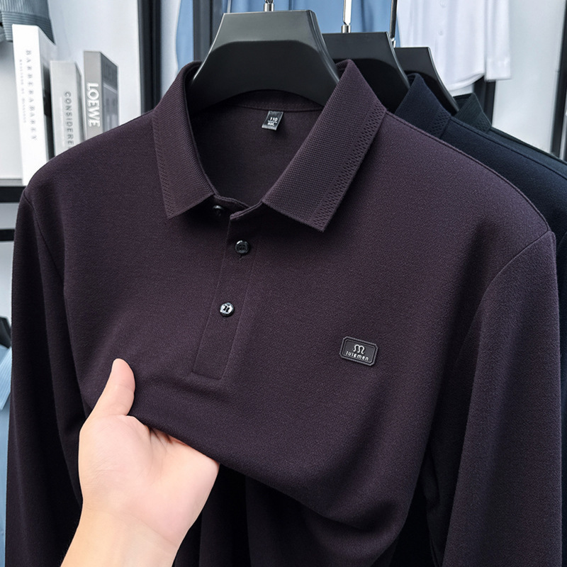 Autumn New Long-Sleeved T-Shirt for Men 2025 Middle-Aged Dad Casual Casual Loose Lapel Bottoming Shirt Top Autumn New Long-Sleeved T-Shirt for Men 2025 Middle-Aged Dad Casual Casual Loose Lapel Bottoming Shirt Top