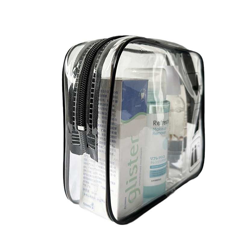 Bolsa de cosméticos de PVC transparente TPU bolsa de lavado de almacenamiento de viaje bolso cosmético cremallera bolsa de voltaje image 7