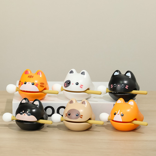 Creative cat wooden fish ornaments beating cute percussion instruments office meditation decompression toys decompression gifts