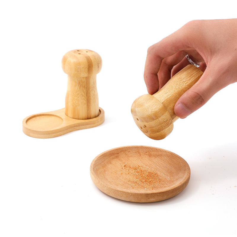 Creativo hongos pimienta molino Acacia roble madera sólida sal marina pimienta negra molino botella caja de palillos de dientes set