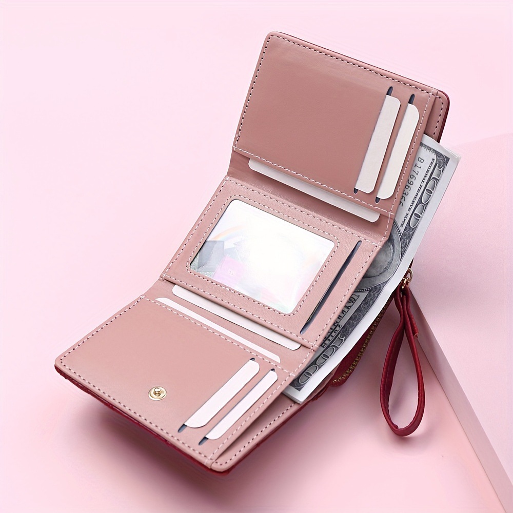 Nouveau portefeuille court pour femme, simple, brodé Love, triple pli, avec plusieurs emplacements pour cartes_voghion.com