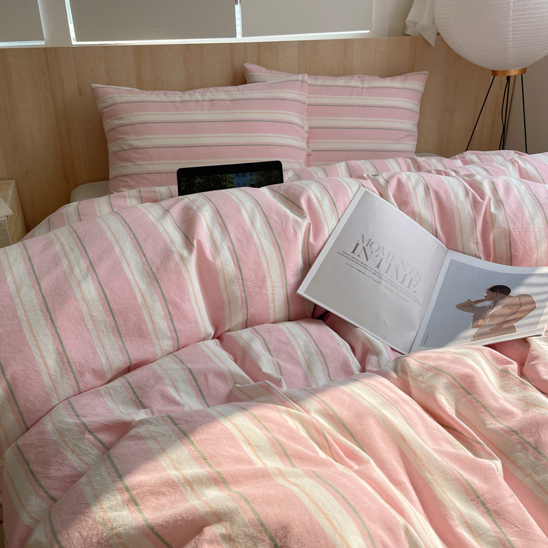 Cama de lavado de algodón de clase A, cuatro piezas de sábanas de algodón de lavado, colchón de cama, dormitorio de estudiantes, tres piezas de cuatro temporadas