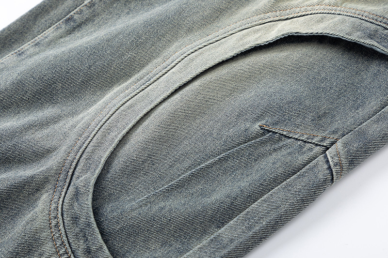 Men Women Curved Hem Jeans Loose Straight Leg Pants Trendy Casual Versatile Autumn Street Style Creative Design_mkmklike.com