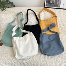 Y33 纯色大容量16安帆布包大容量单肩包购物袋通勤百搭休闲包包女