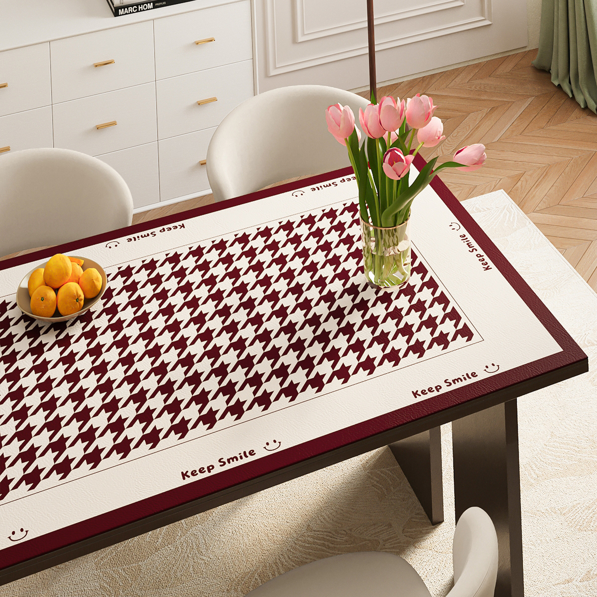 Simple almohadilla de mesa de cuero de dibujos animados impermeable a prueba de aceite a prueba de quemaduras sin lavado toal de mesa roja almohadilla de mesa de té almohadilla de protección de mesa