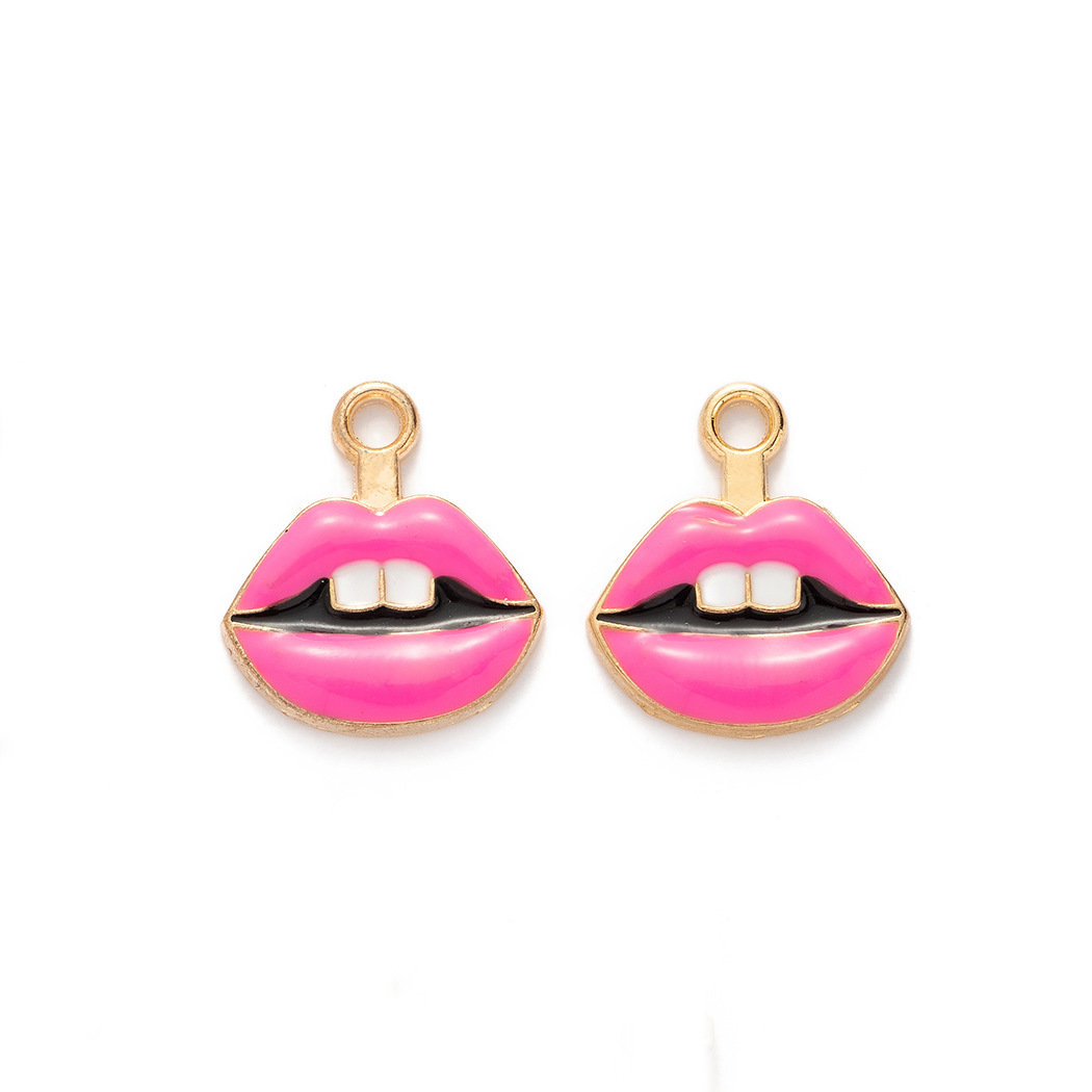 Alloy Material 10 PCS/Package Alloy Rhinestones Lipstick Lips