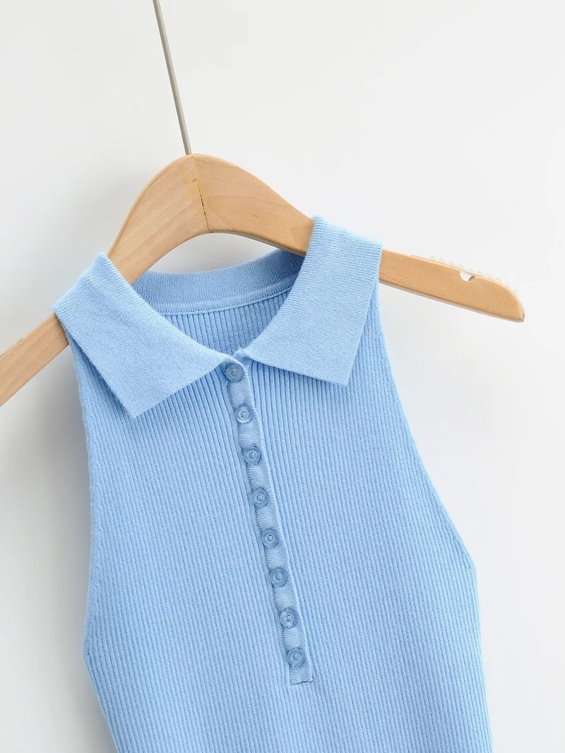 Slim polo collar tight knit dress NSAC34404