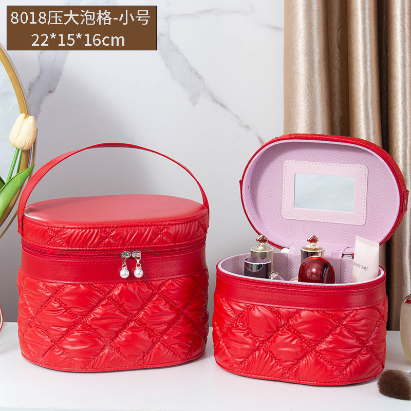 2025 nuevo estuche de cosméticos de gran capacidad, maleta de burbujas de cuero de pu, caja de almacenamiento de herramientas de belleza portátil de alto valor