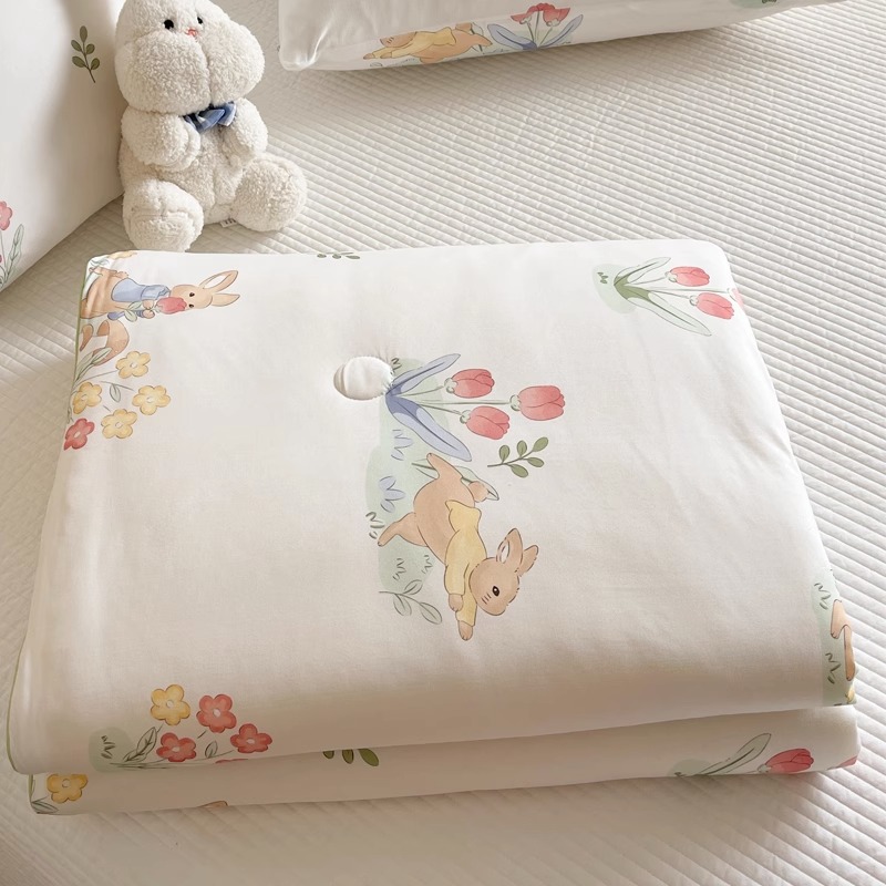 Edredón fresco de verano de algodón de punto de fibra de soja de clase A, colcha fina de verano para niños lavable a máquina, colcha de aire acondicionado de primavera y otoño de verano
