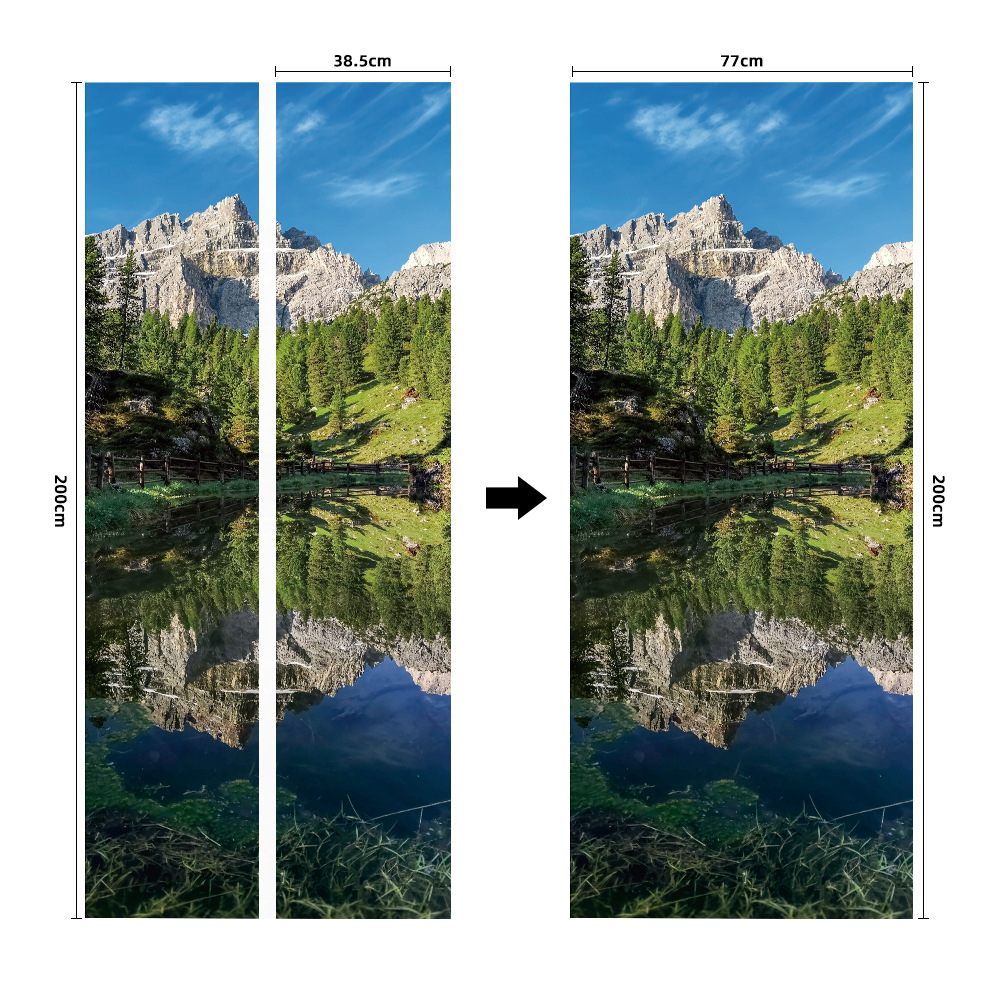Pegatinas para puertas 3D respetuosas con el medio ambiente, autoadhesivos, fabricantes de origen al por mayor, patrones populares transfronterizos de alta definición, adhesivos para puertas impermeables, a prueba de aceite y antiincrustantes