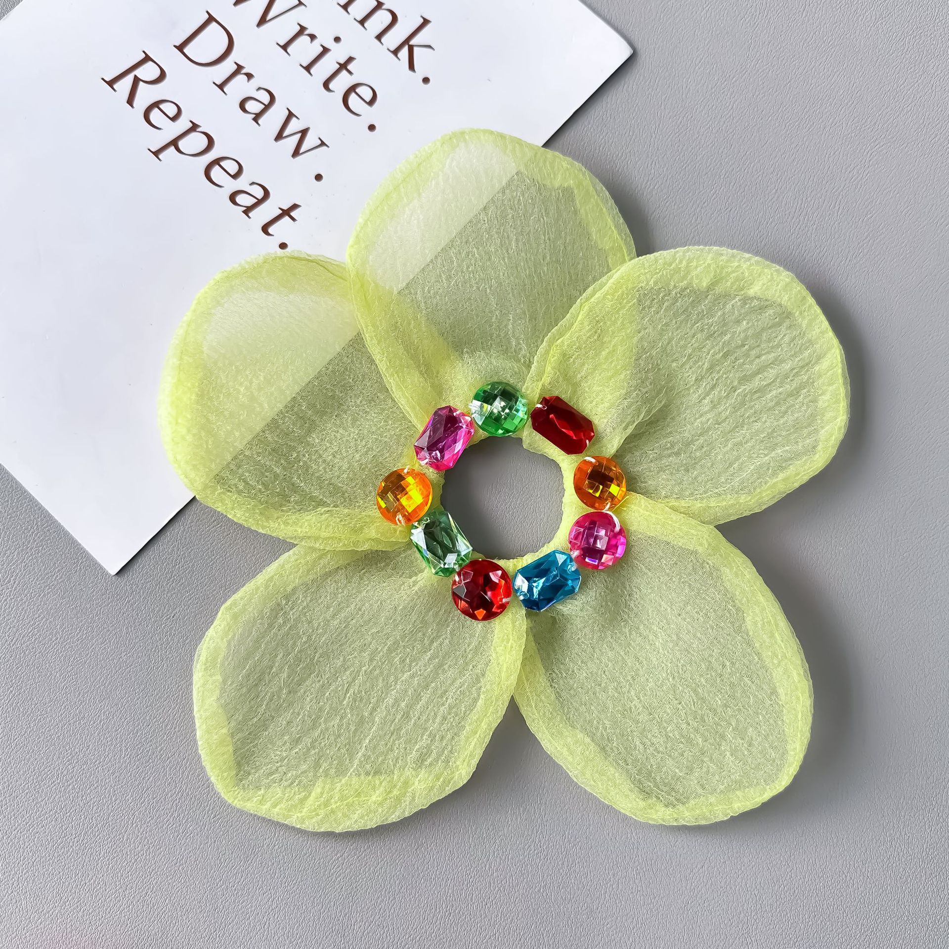 Moda mallas acrílicas coloridas flores accesorios bolsas toque de cabeza vestido de boda vestido de espectáculo flores