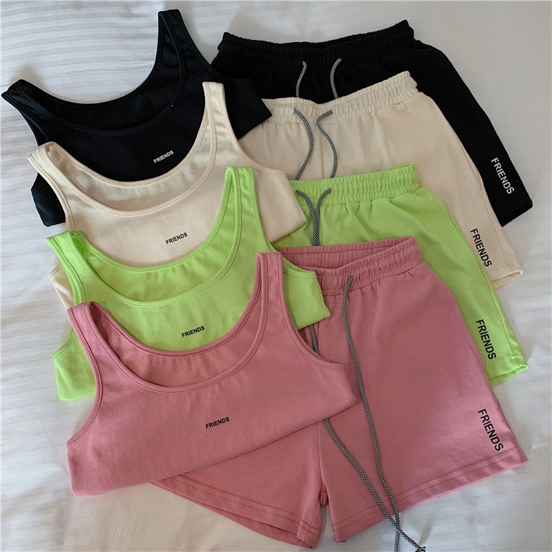 Casual Sportswear suit Women's 2024 New Fashion Yoga Gym Running Vest Shorts Slim-fit Two-piece Set