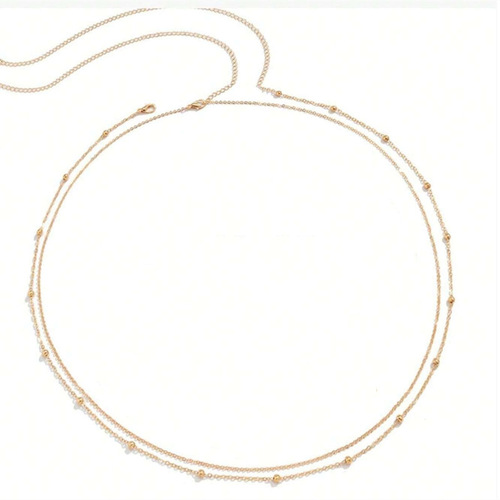 European and American Jewelry Double Bead Chain Women's Waist Chain Beach Body Chain Slim Waist Chain Accessory