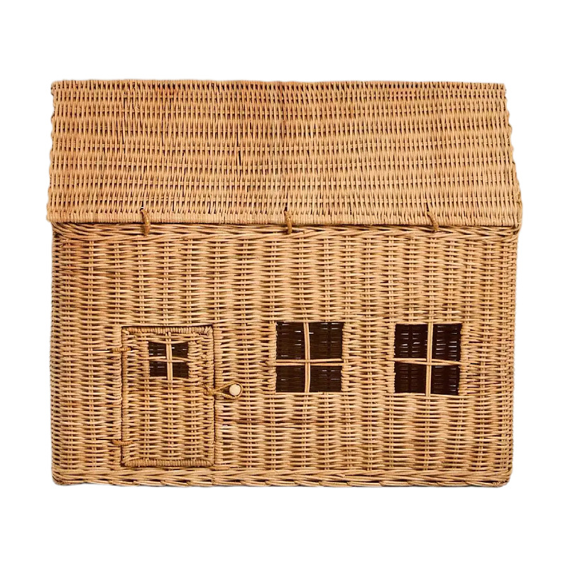 Casa pequeña tejida a mano, juguetes caseros, cestas de almacenamiento de juguetes de peluche para niños, cestas de almacenamiento de juguetes de peluche para niños