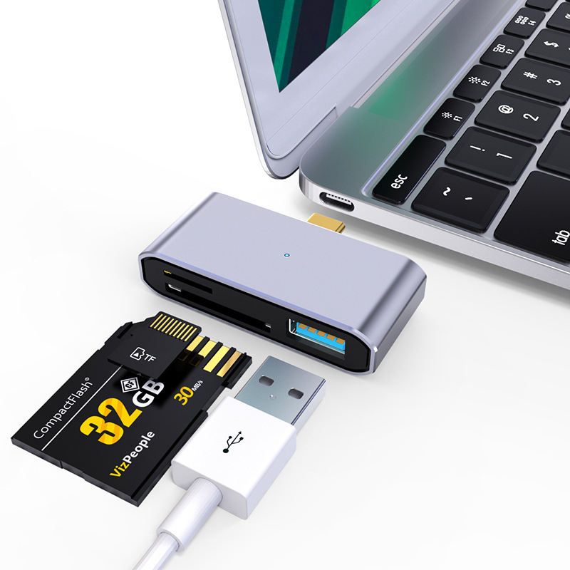 Type-c to sd/tf card+usb card reader adapter