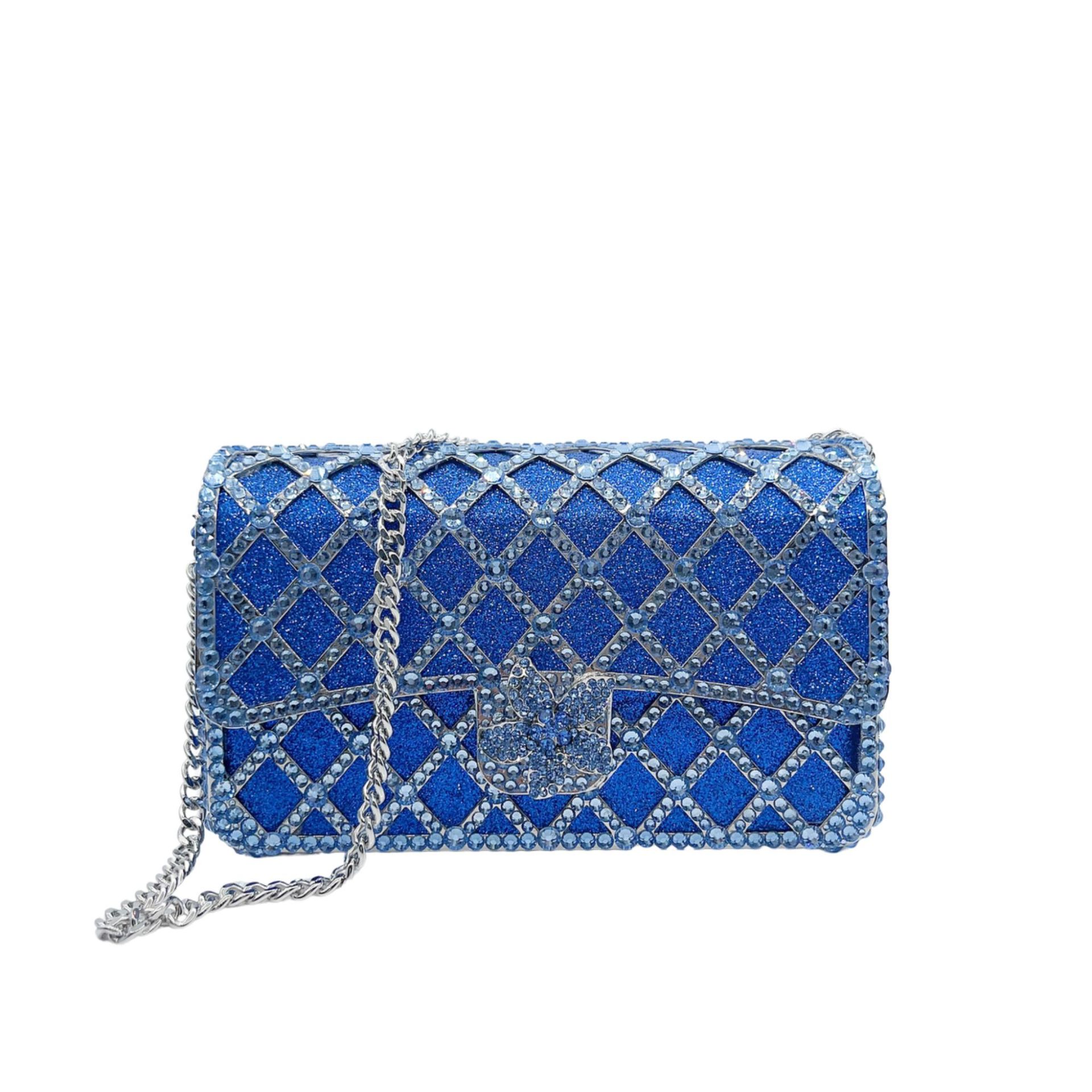 Nueva pequeña bolsa de banquete con diamantes a rejilla, bolso de diamante europeo y americano, bolso de hombro de mujer, bolso de piedra de Rin