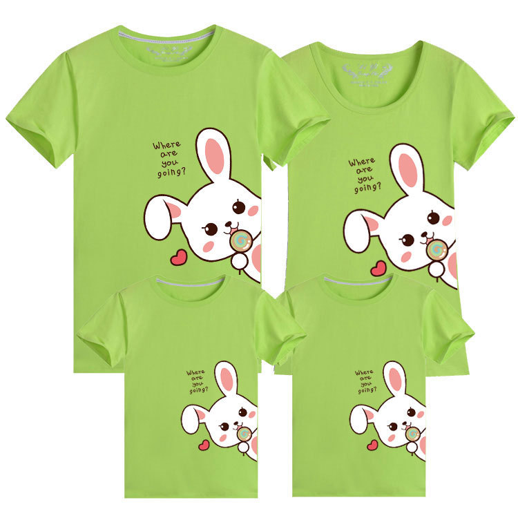 2023 conejo año padre-hijo T-shirt Año Nuevo rojo nacimiento año familia tres familia bendición seguro feliz manga corta moda