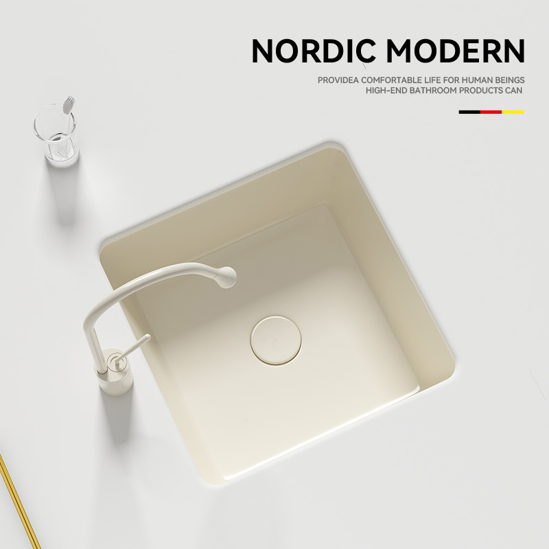 Cream Style Small Square Embedded Ceramic Under-Counter Basin Wash Basin Bar Bathroom Balcony Home Matte