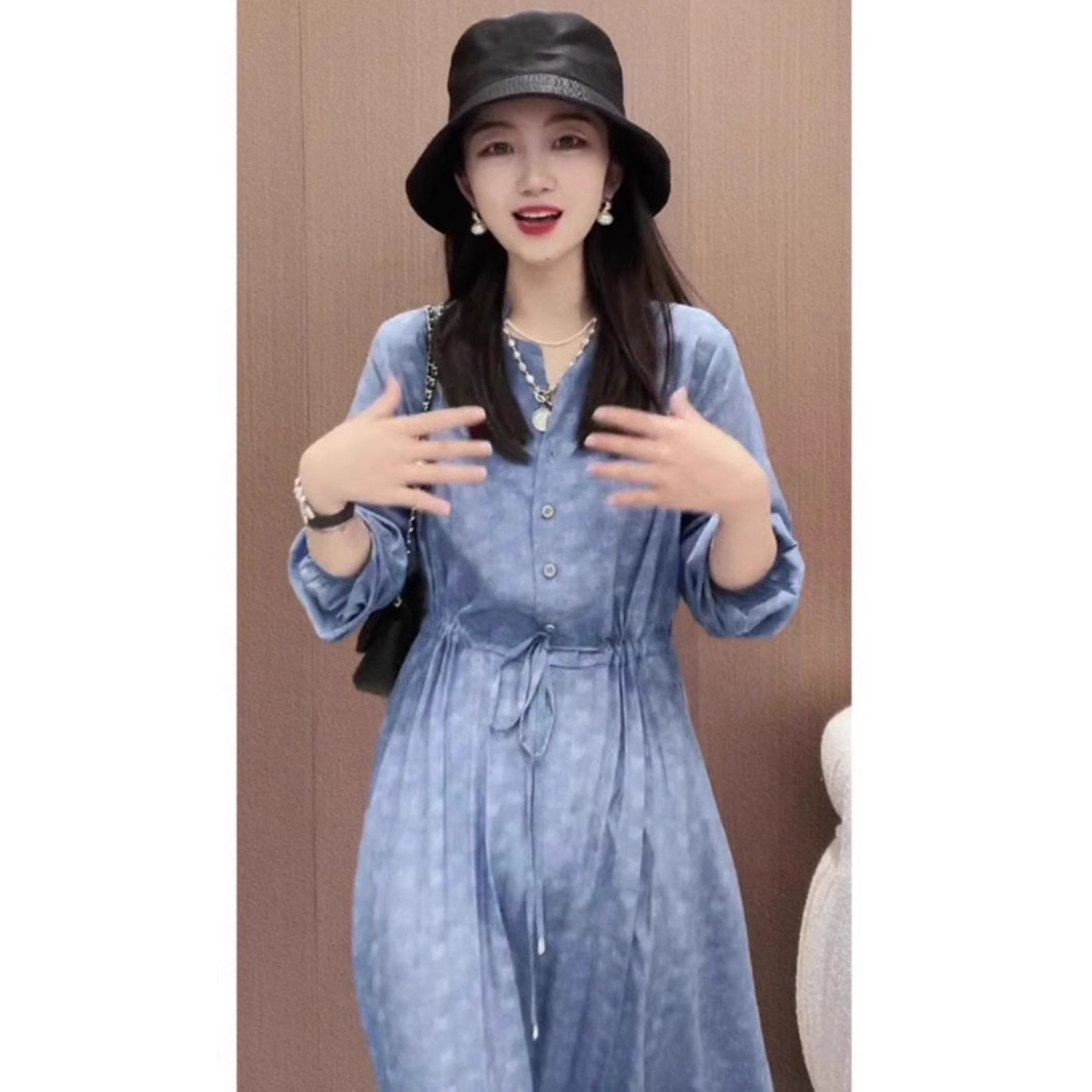 Đầm suông nữ midi mùa hè thiết kế tinh tế độc đáo — Màu xanh lam