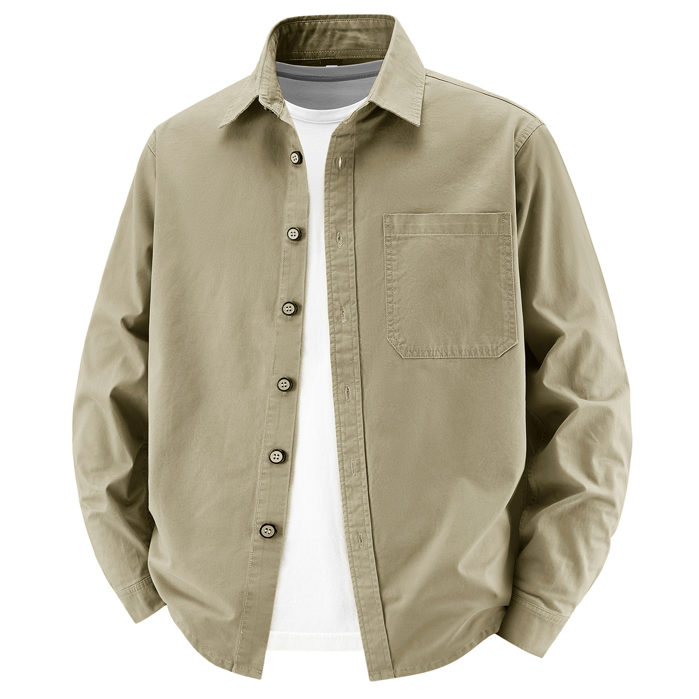 2026厂家直销日系简约新款长袖衬衫男士时尚百搭文艺休闲宽松上衣