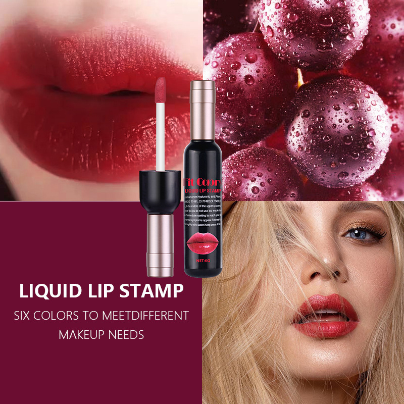 Fit colors red wine bottle dye lip Liquid Lip Glaze moisturize, moisturize, not easy to fade, bite lip makeup liquid lipstick cross border
