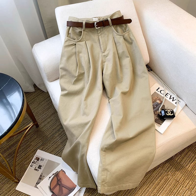 milk brown High Waist Jeans Women's Loose Slimming Summer Sending New All-match Straight Tube Dipped Wide Leg Pants Thin
