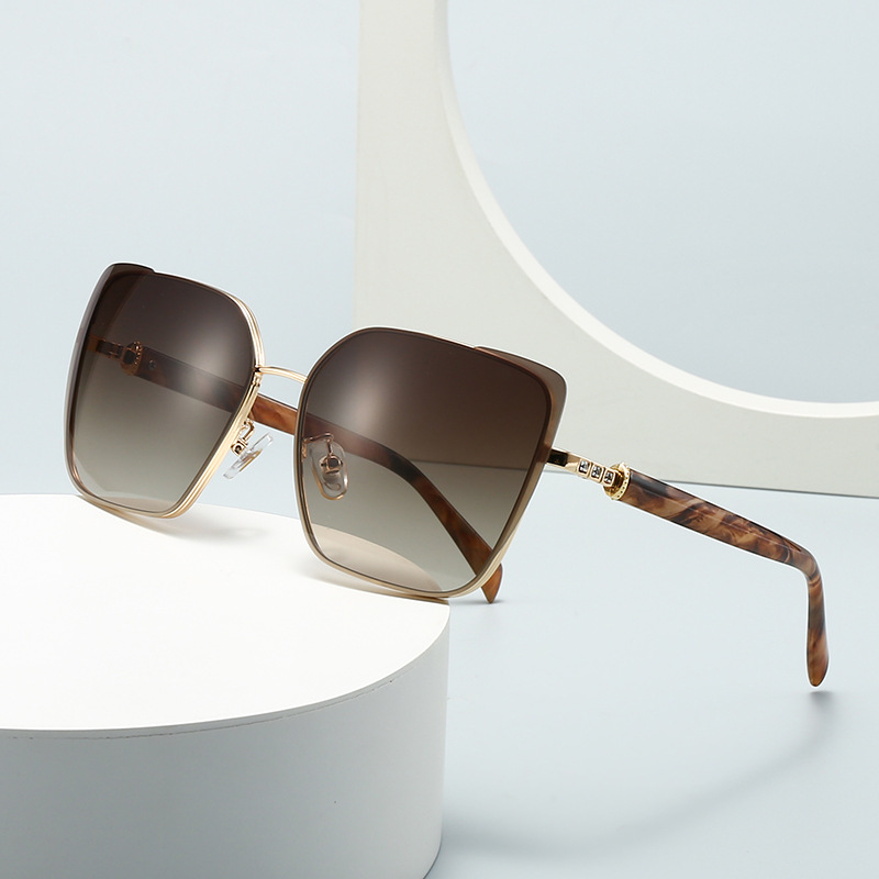 European and American Modern Retro Sunglasses High-end Women's INS Sunglasses All-match Fashionable Metal Sunglasses 5G21_voghion.com