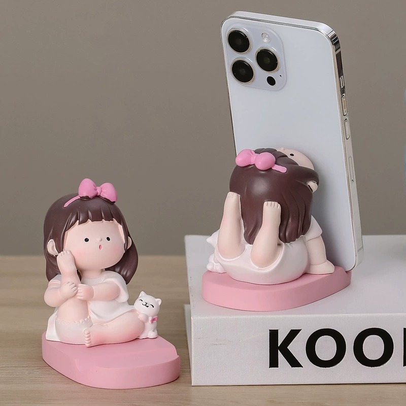 Милый мультяшный держатель для телефона в виде девушки-йогини, настольная подставка, декоративное украшение из смолы, держатель для планшета и телефона
