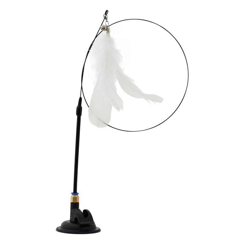 Gato de juguete pluma campana cabeza alargada de acero varilla de tornillo fuerte ventosa gato divertido palo mordedura-resistente divertido gato varilla fábrica directa ventas