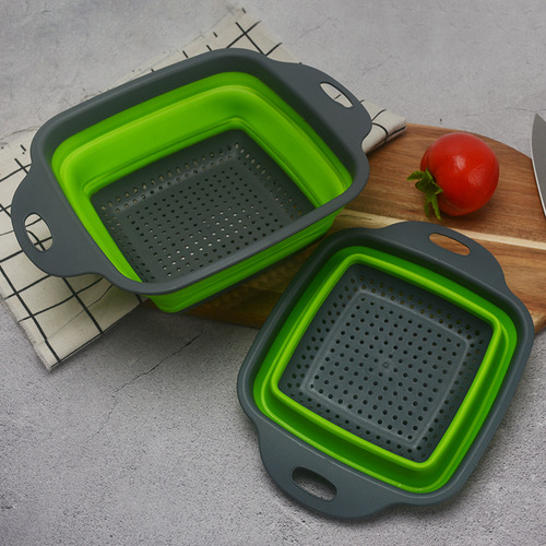 Household folding drain basket square retractable drain basket washing vegetables fruit basket drain basket fruit plate vegetable basket