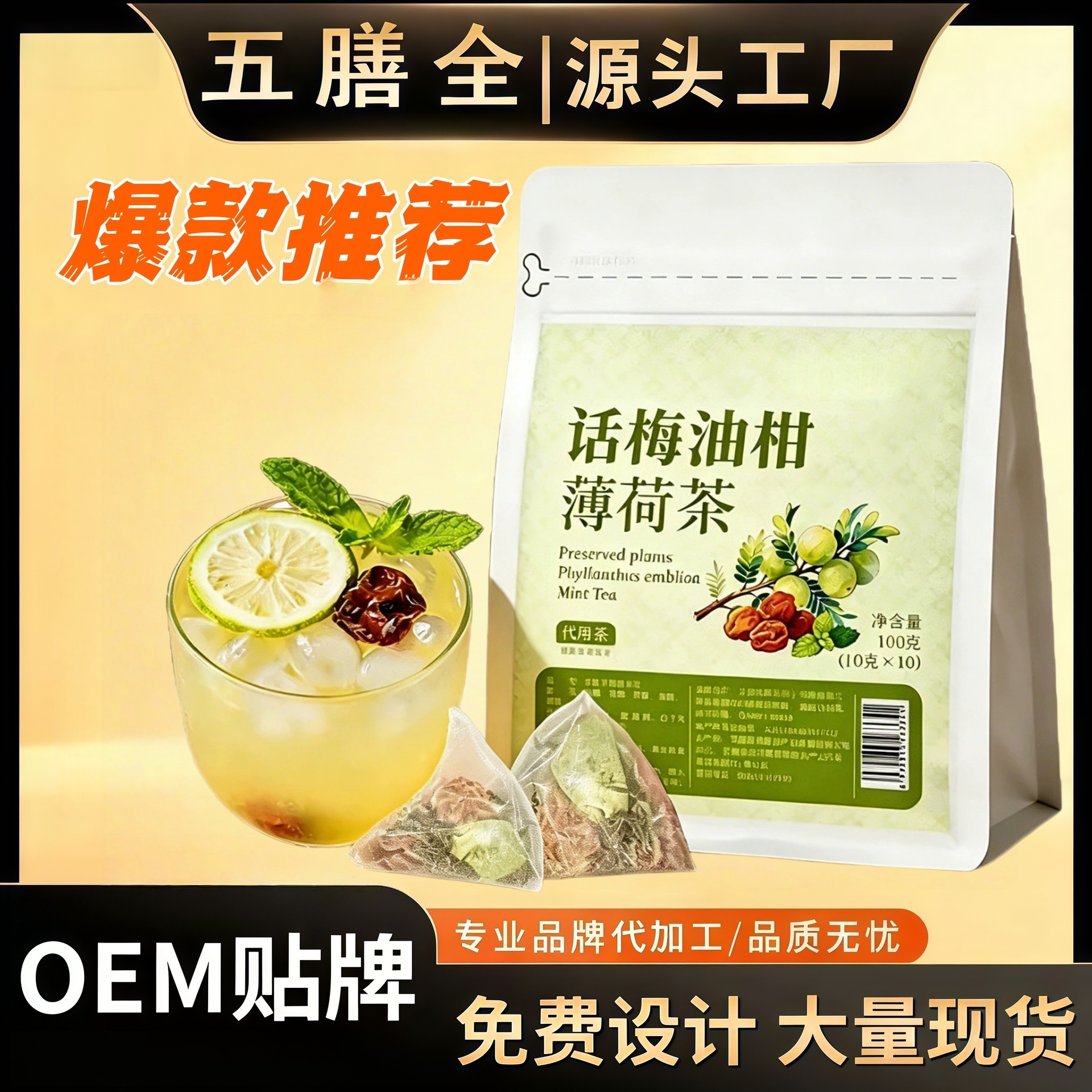 Plum Amla Mint Cold Brew Fruit Tea Bags 100g Summer Refreshing Herbal Tea overview