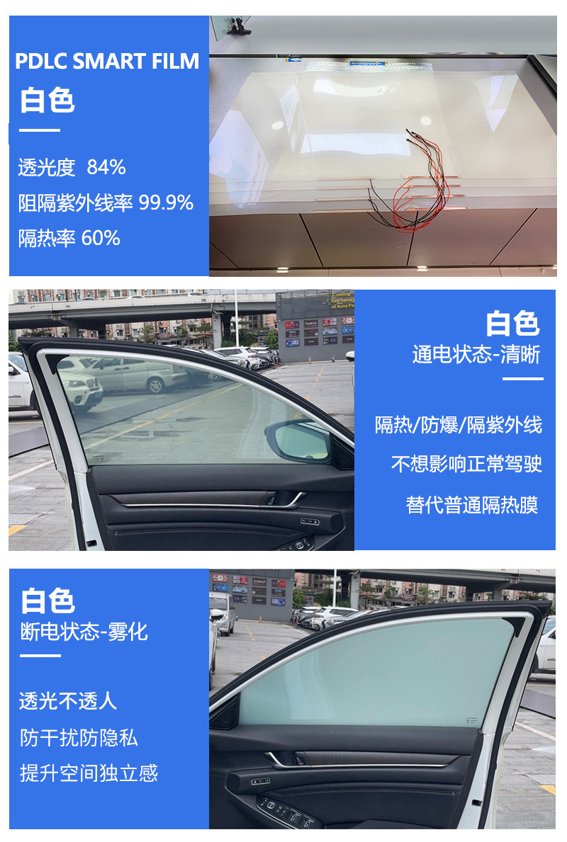 Automotive Dry-Adhesive Electrochromic Switchable Smart Pdlc Window Tint Film Intelligent Electro-Controlled Film