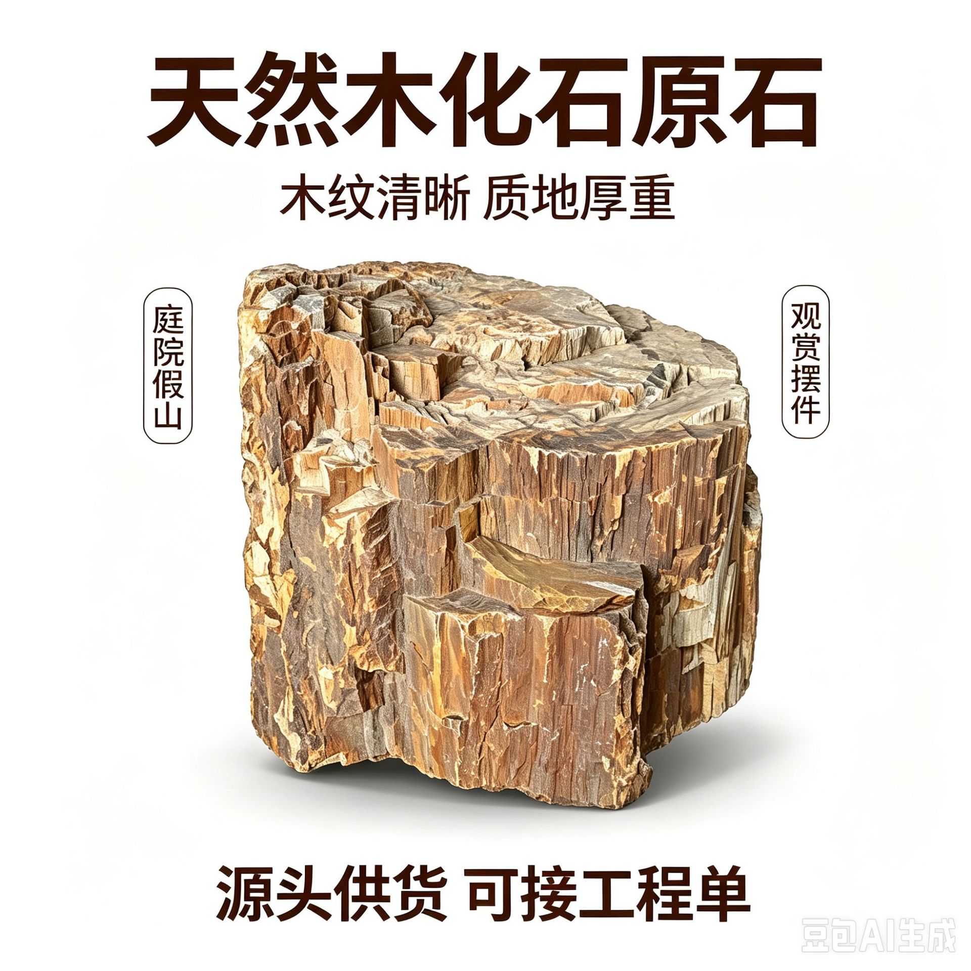 矿山直供木化石硅化木迷你木化石鱼缸造景石盆景小木化石50斤一袋