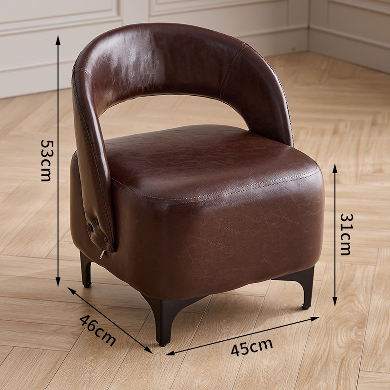 【seat height 30*40*40】brown oil wax leather + carbon steel legs